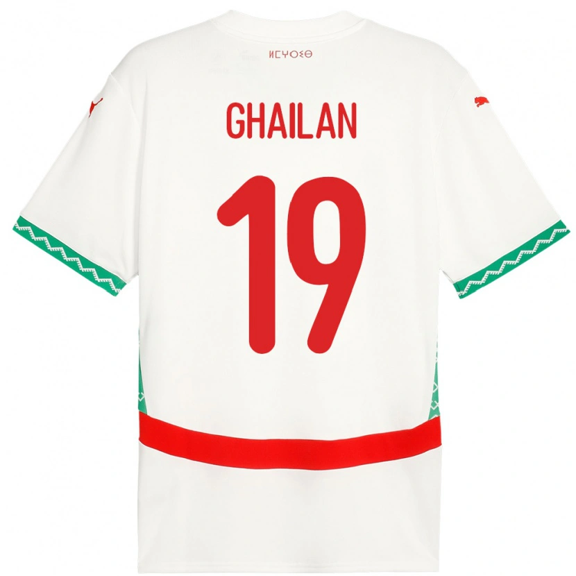 Danxen Men Morocco Zacarias Ghailan #19 White Away Jersey 24-26 T-Shirt