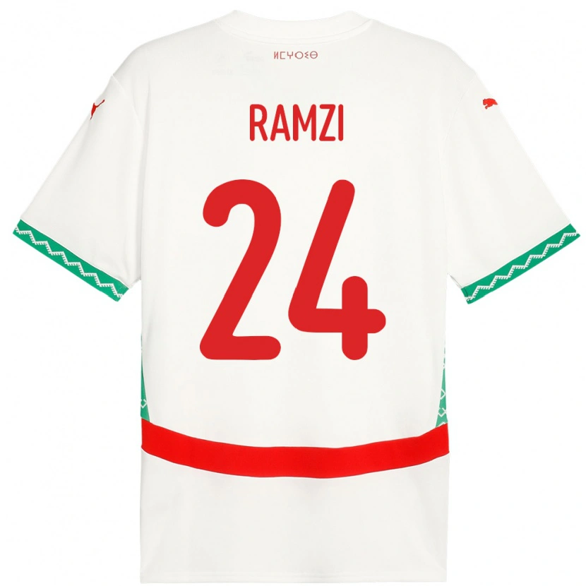 Danxen Men Morocco Achraf Ramzi #24 White Away Jersey 24-26 T-Shirt