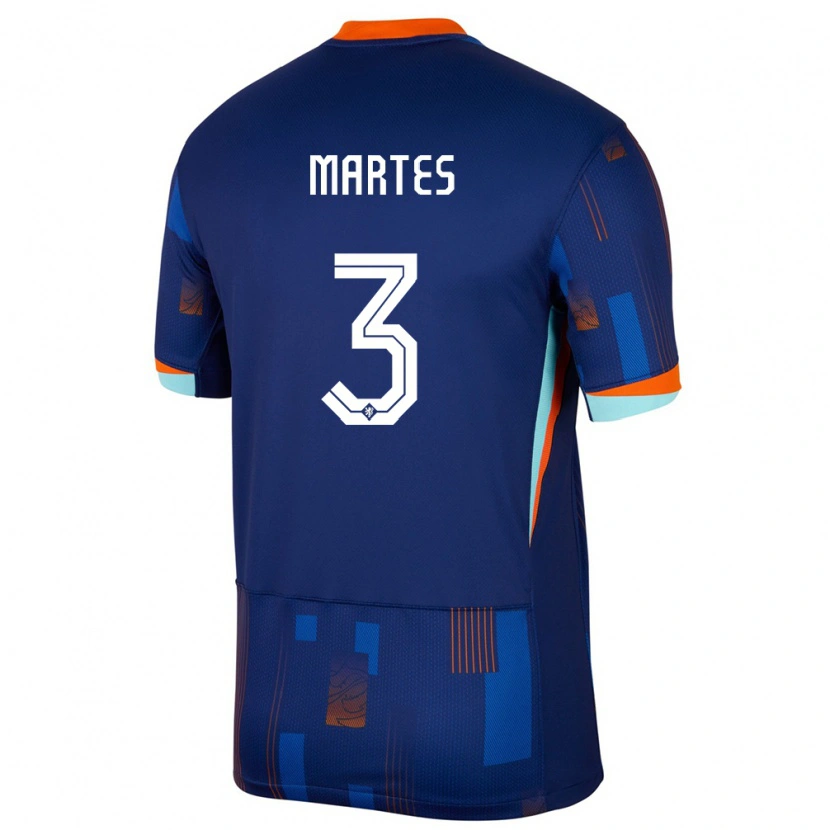 Danxen Men Netherlands Lushendry Martes #3 Blue Away Jersey 24-26 T-Shirt