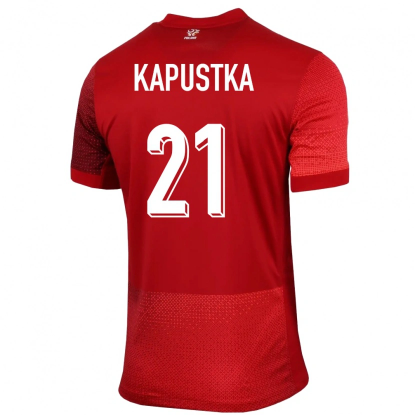 Danxen Men Poland Bartosz Kapustka #21 Red Away Jersey 24-26 T-Shirt