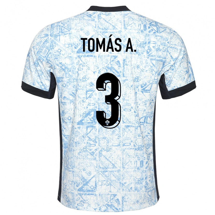 Danxen Men Portugal Tomás Araújo #3 Cream Blue Away Jersey 24-26 T-Shirt