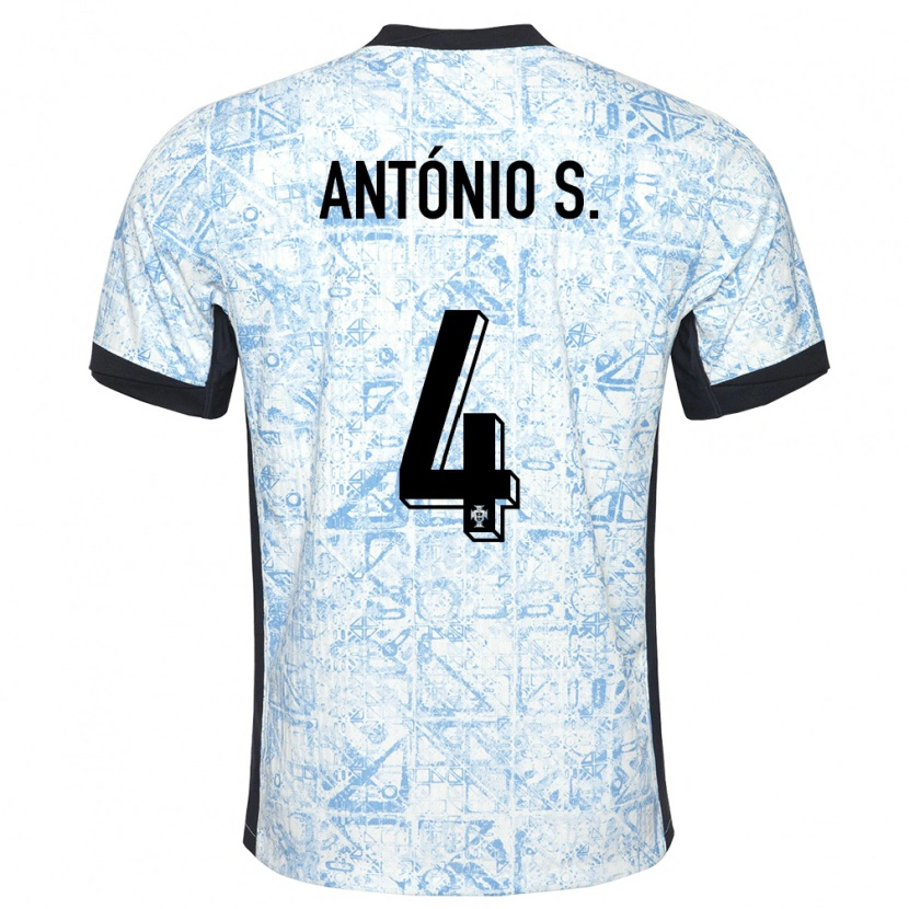 Danxen Men Portugal António Silva #4 Cream Blue Away Jersey 24-26 T-Shirt