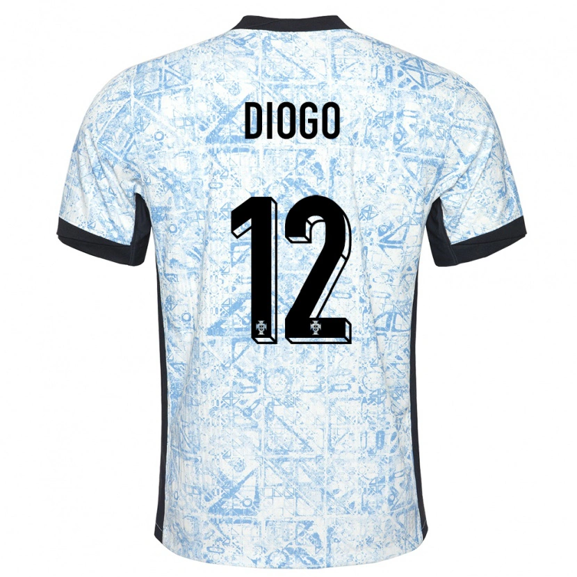 Danxen Men Portugal Diogo Ferreira #12 Cream Blue Away Jersey 24-26 T-Shirt