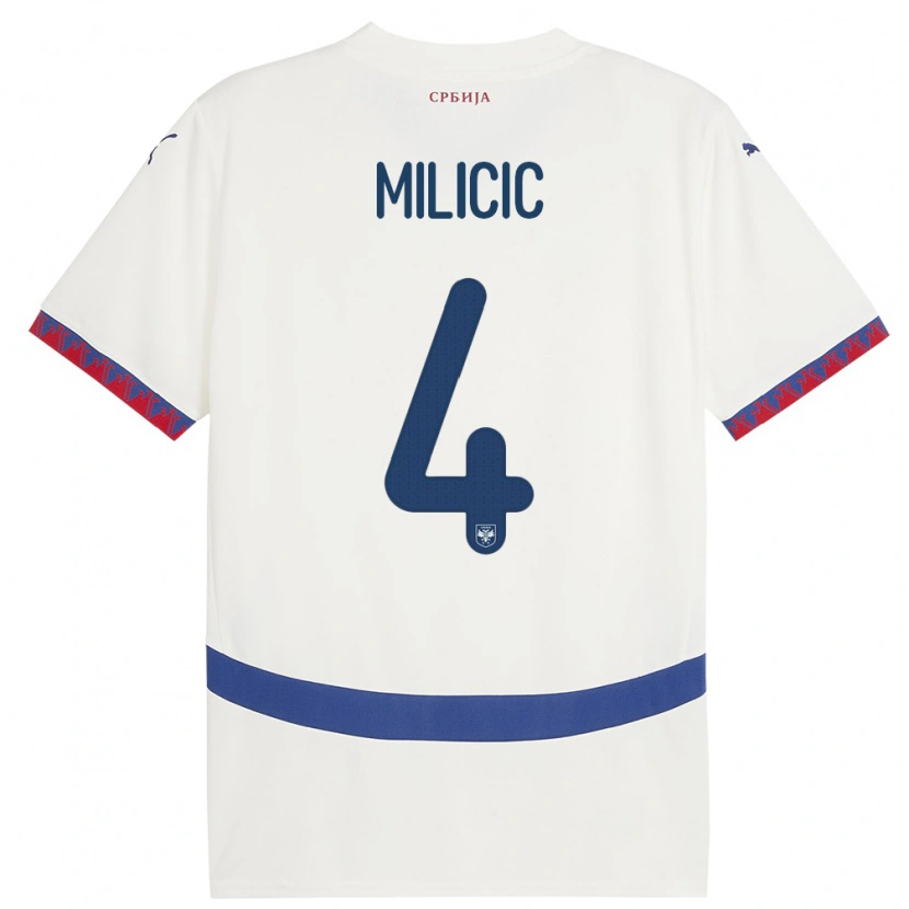 Danxen Men Serbia Nikola Milicic #4 White Away Jersey 24-26 T-Shirt