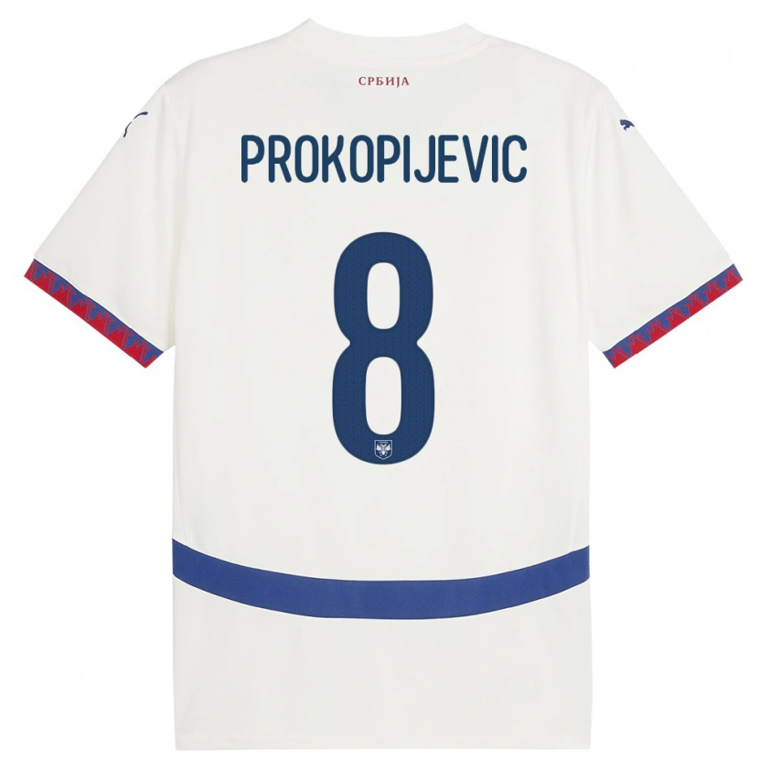 Danxen Men Serbia Mateja Prokopijevic #8 White Away Jersey 24-26 T-Shirt
