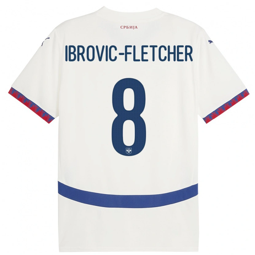 Danxen Men Serbia Edward Ibrovic-Fletcher #8 White Away Jersey 24-26 T-Shirt