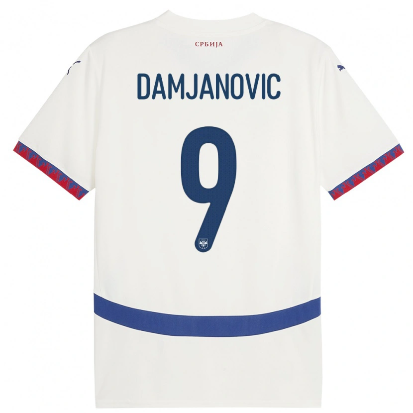 Danxen Men Serbia Aleksa Damjanovic #9 White Away Jersey 24-26 T-Shirt