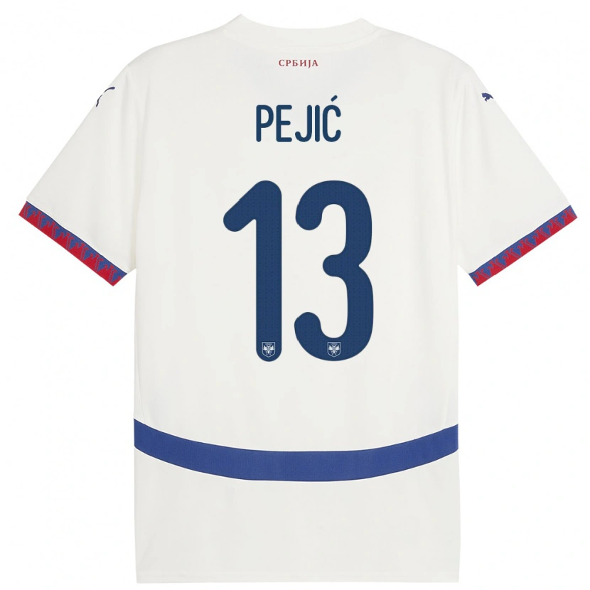 Danxen Men Serbia Danilo Pejić #13 White Away Jersey 24-26 T-Shirt