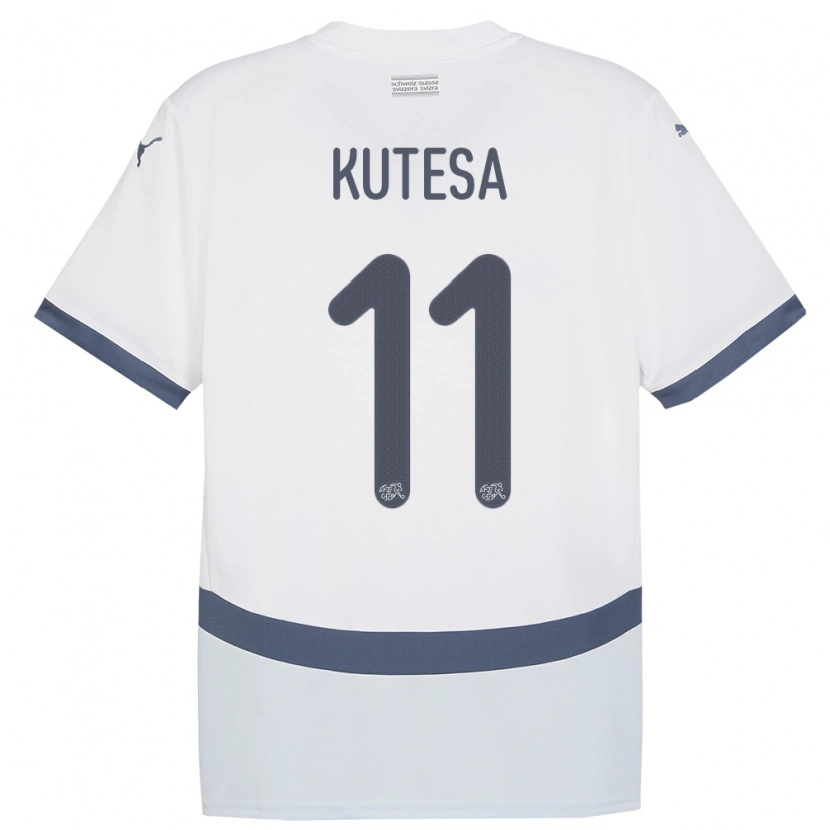 Danxen Men Switzerland Dereck Kutesa #11 White Away Jersey 24-26 T-Shirt