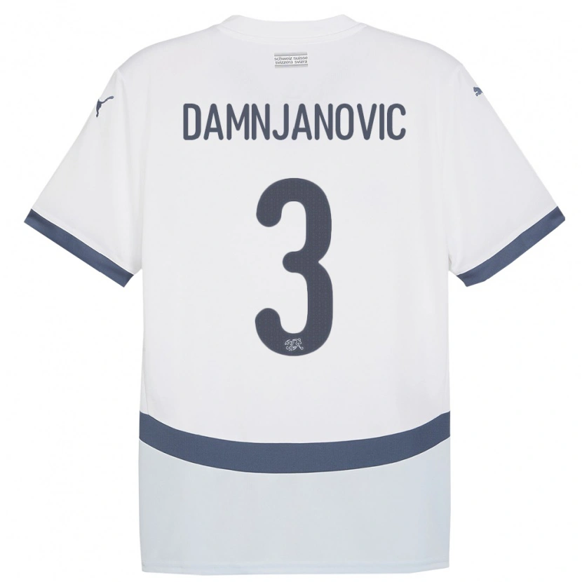 Danxen Men Switzerland Lazar Damnjanovic #3 White Away Jersey 24-26 T-Shirt