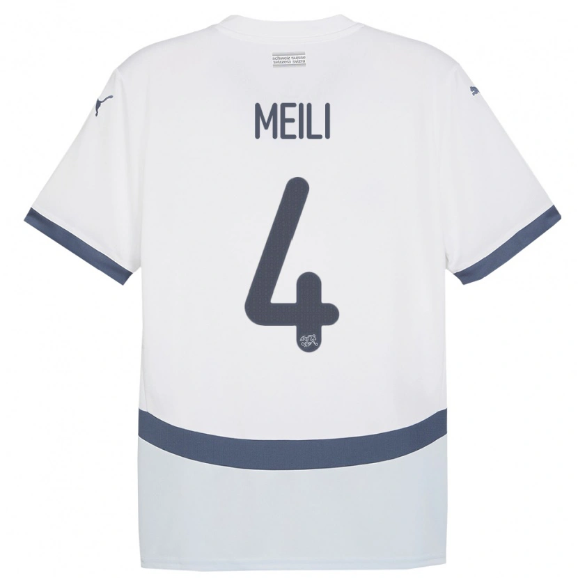 Danxen Men Switzerland Ezequiel Meili #4 White Away Jersey 24-26 T-Shirt