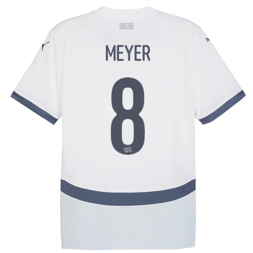 Danxen Men Switzerland Tim Meyer #8 White Away Jersey 24-26 T-Shirt