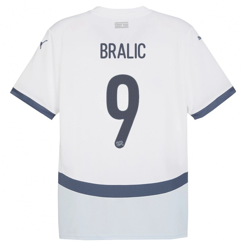 Danxen Men Switzerland Josip Bralic #9 White Away Jersey 24-26 T-Shirt