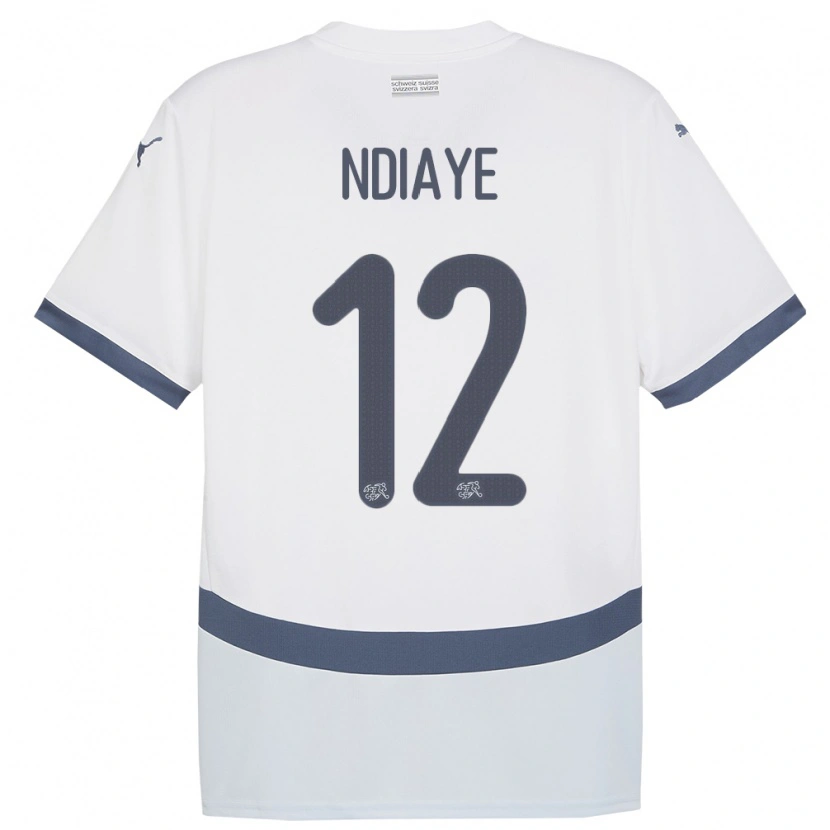 Danxen Men Switzerland Ahmadou Ndiaye #12 White Away Jersey 24-26 T-Shirt
