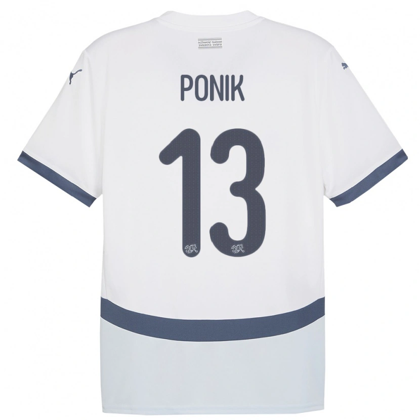 Danxen Men Switzerland Gentian Ponik #13 White Away Jersey 24-26 T-Shirt