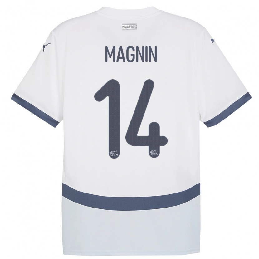 Danxen Men Switzerland Théo Magnin #14 White Away Jersey 24-26 T-Shirt