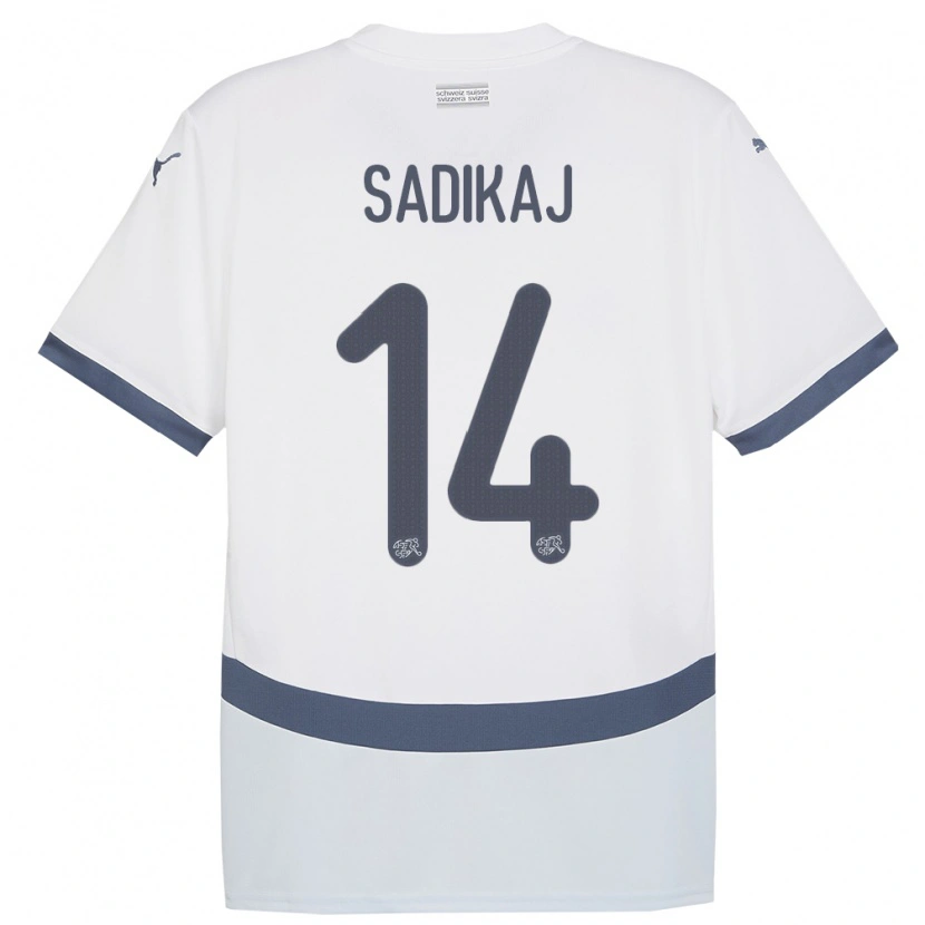 Danxen Men Switzerland Erblin Sadikaj #14 White Away Jersey 24-26 T-Shirt
