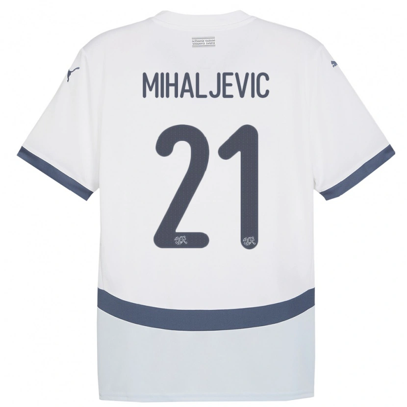 Danxen Men Switzerland Mark Mihaljevic #21 White Away Jersey 24-26 T-Shirt