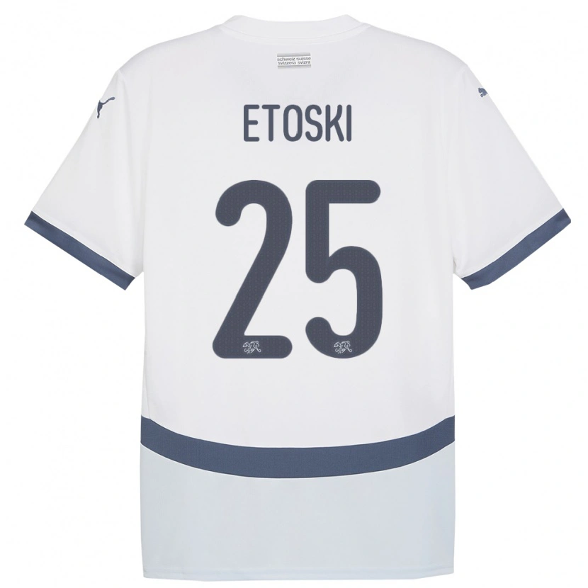 Danxen Men Switzerland Edin Etoski #25 White Away Jersey 24-26 T-Shirt