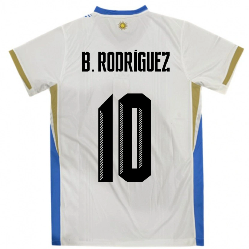 Danxen Men Uruguay Brian Rodríguez #10 White Blue Away Jersey 24-26 T-Shirt