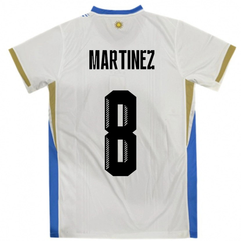 Danxen Men Uruguay Mauro Martinez #8 White Blue Away Jersey 24-26 T-Shirt