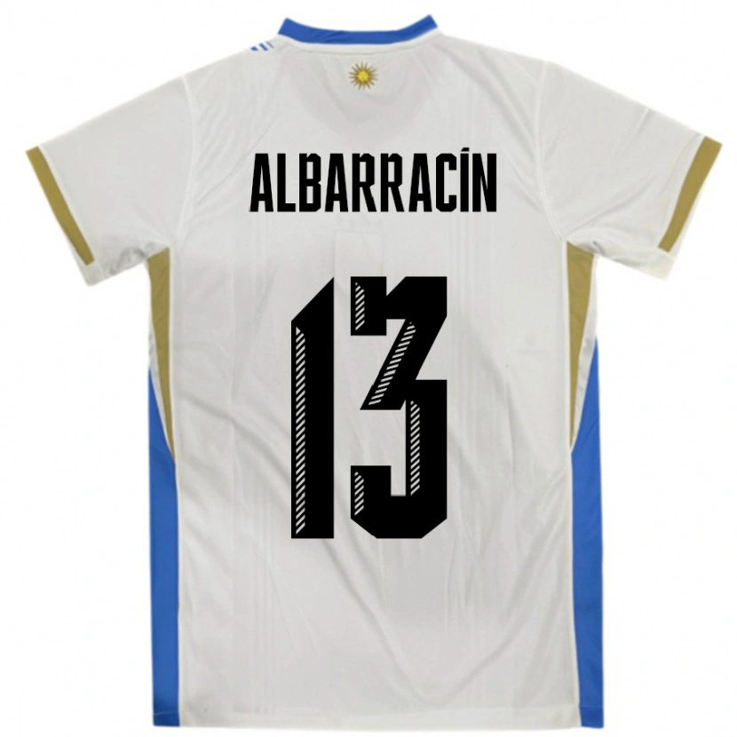 Danxen Men Uruguay Agustín Albarracín #13 White Blue Away Jersey 24-26 T-Shirt