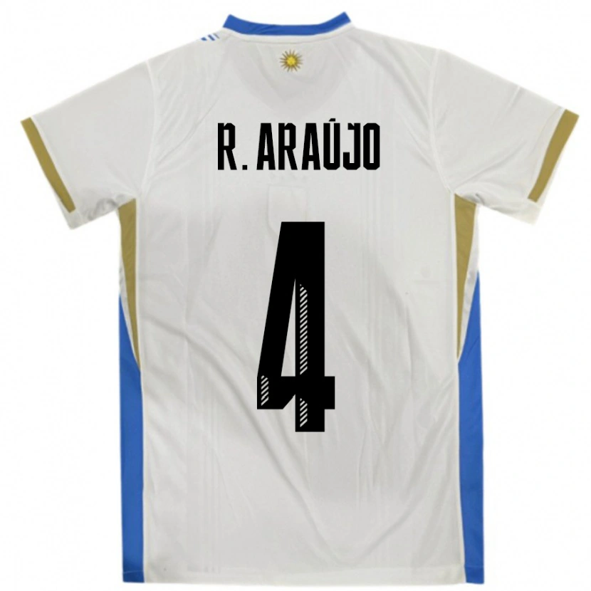 Danxen Men Uruguay Ronald Araujo #4 White Blue Away Jersey 24-26 T-Shirt