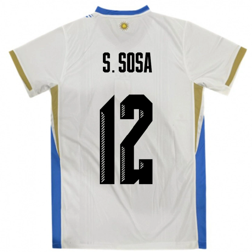 Danxen Men Uruguay Sebastian Sosa #12 White Blue Away Jersey 24-26 T-Shirt