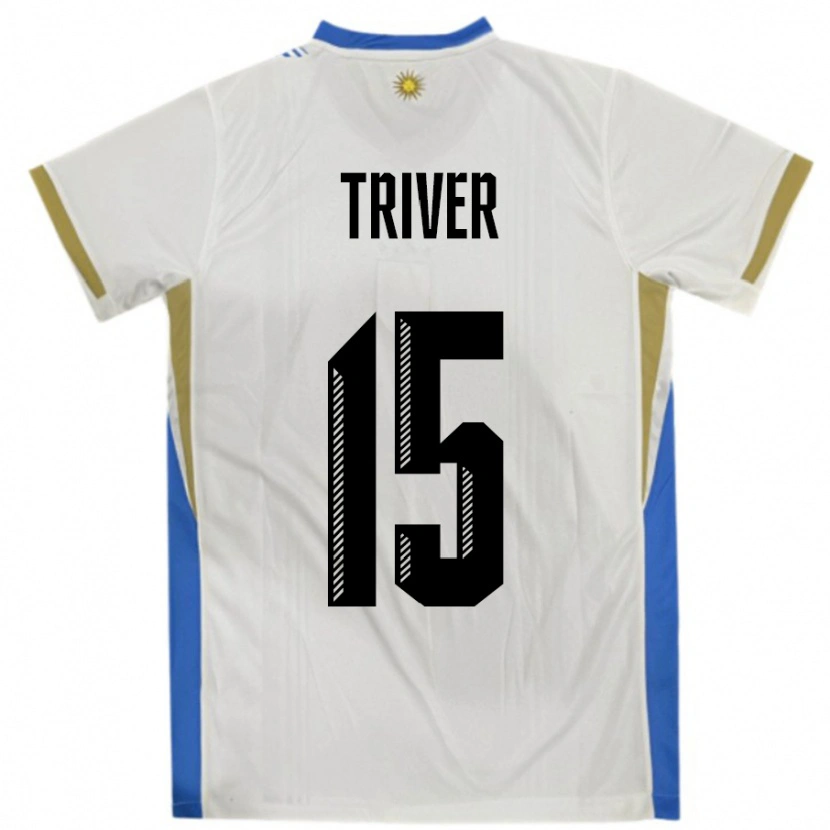 Danxen Men Uruguay Francisco Triver #15 White Blue Away Jersey 24-26 T-Shirt