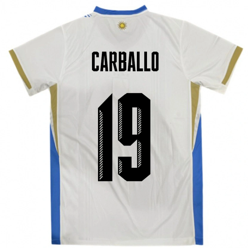 Danxen Men Uruguay Wendy Carballo #19 White Blue Away Jersey 24-26 T-Shirt