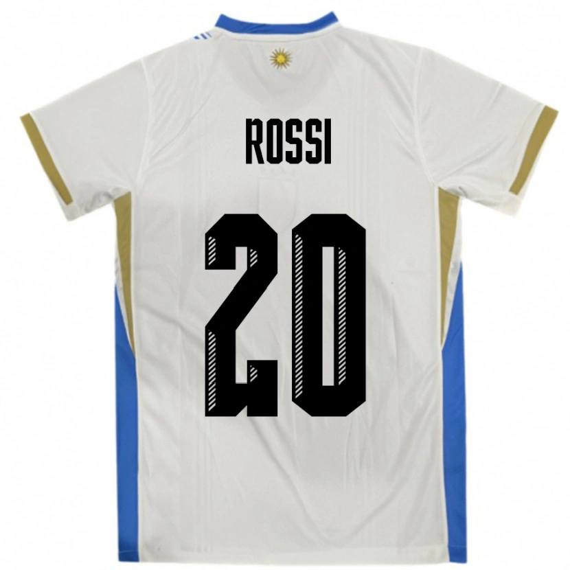 Danxen Men Uruguay Diego Rossi #20 White Blue Away Jersey 24-26 T-Shirt