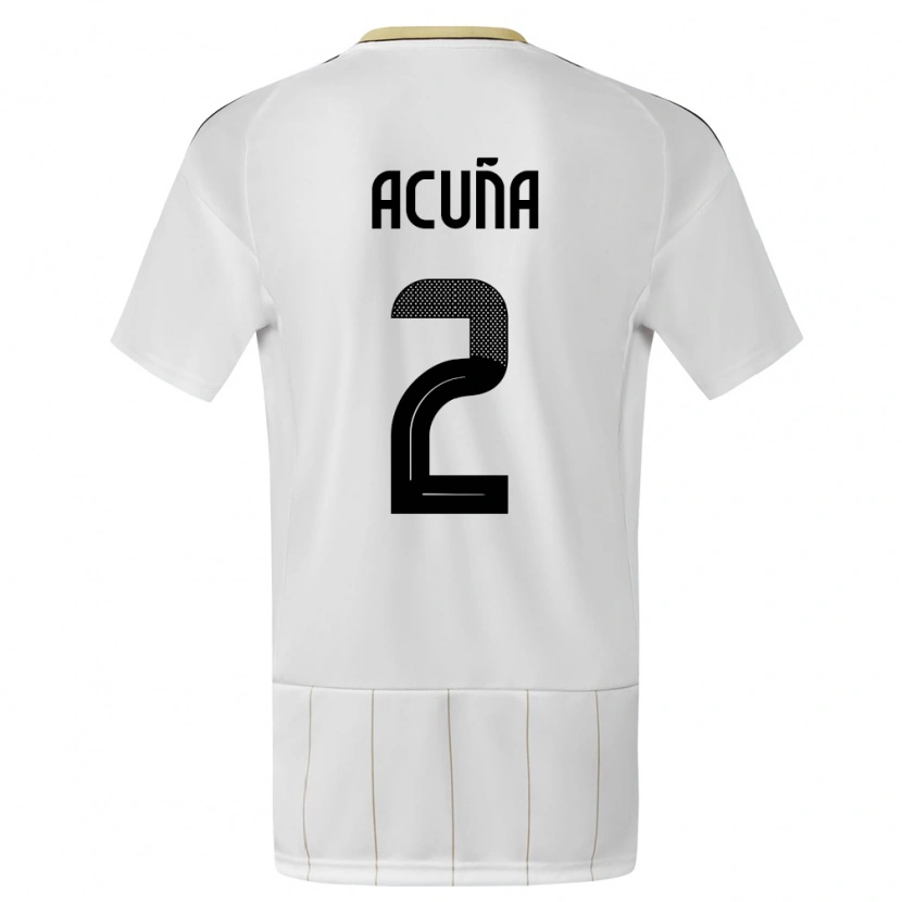 Danxen Men Costa Rica Sebastián Acuña #2 White Away Jersey 24-26 T-Shirt