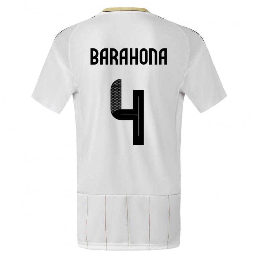 Danxen Men Costa Rica Carlos Barahona #4 White Away Jersey 24-26 T-Shirt