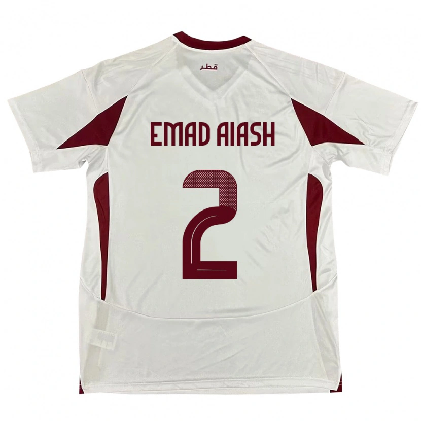 Danxen Men Qatar Mohamed Emad Aiash #2 White Away Jersey 24-26 T-Shirt