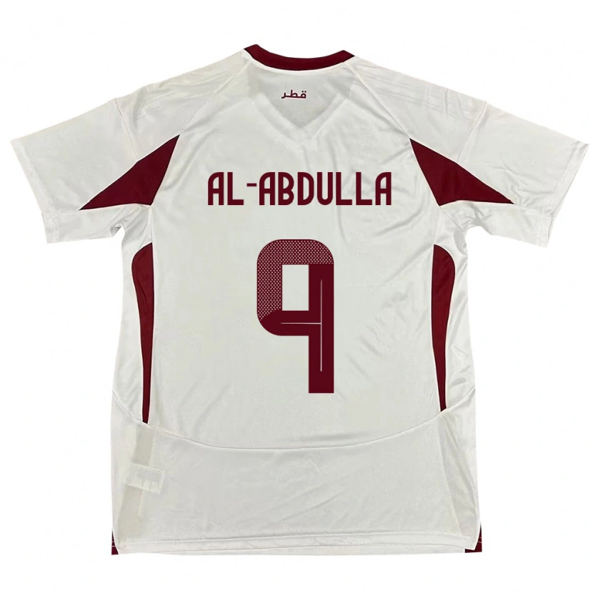 Danxen Men Qatar Rashid Al-Abdulla #9 White Away Jersey 24-26 T-Shirt