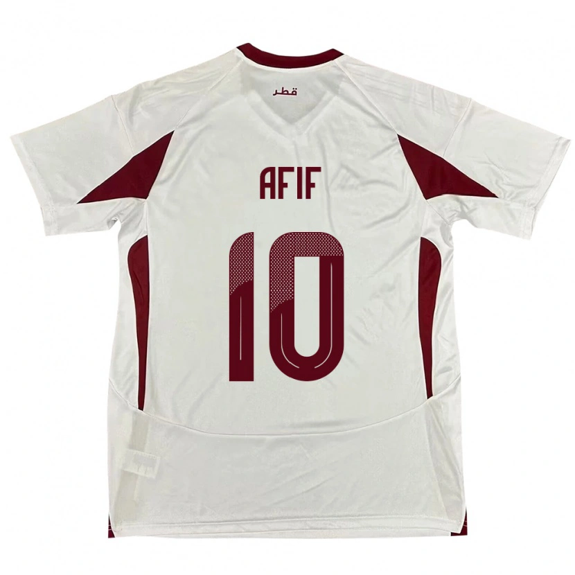 Danxen Men Qatar Akram Afif #10 White Away Jersey 24-26 T-Shirt
