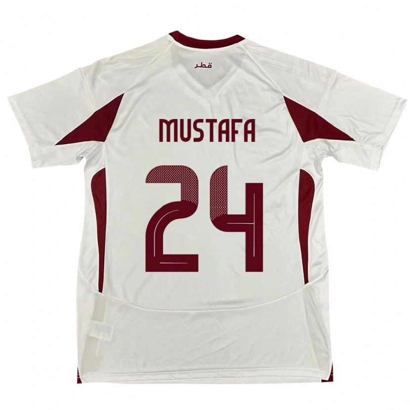 Danxen Men Qatar Mustafa Mashaal #24 White Away Jersey 24-26 T-Shirt