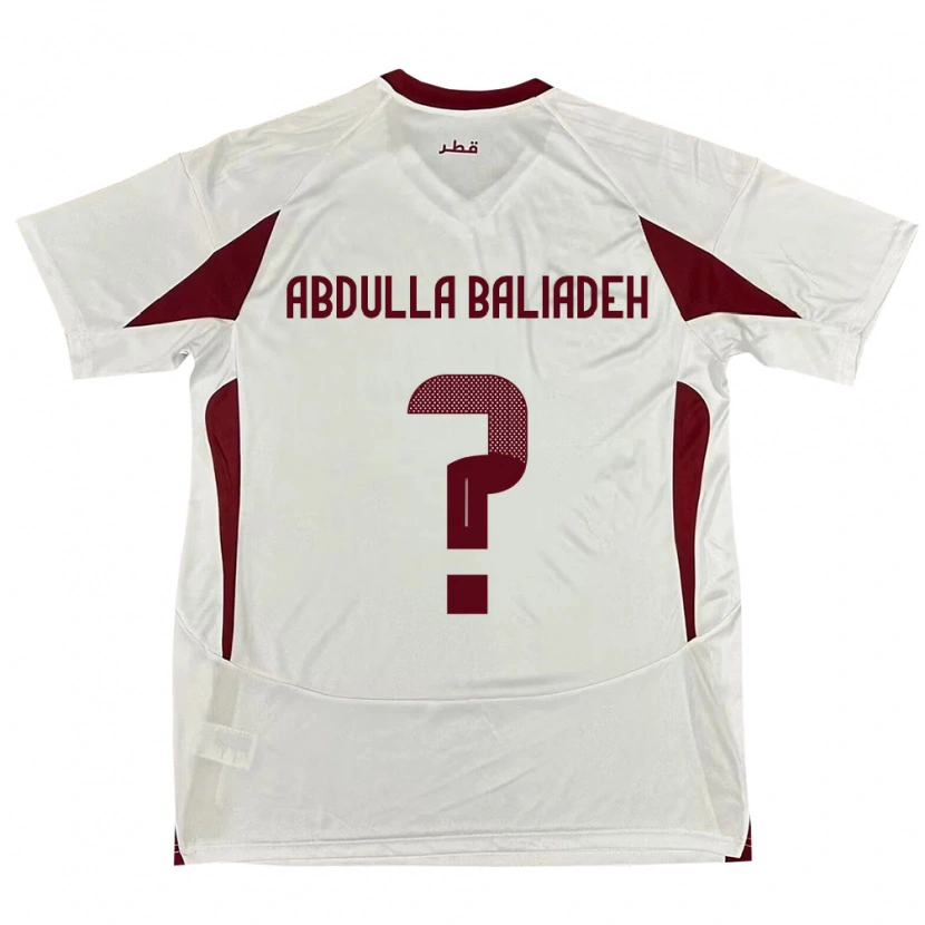 Danxen Men Qatar Yousef Abdulla Baliadeh #0 White Away Jersey 24-26 T-Shirt