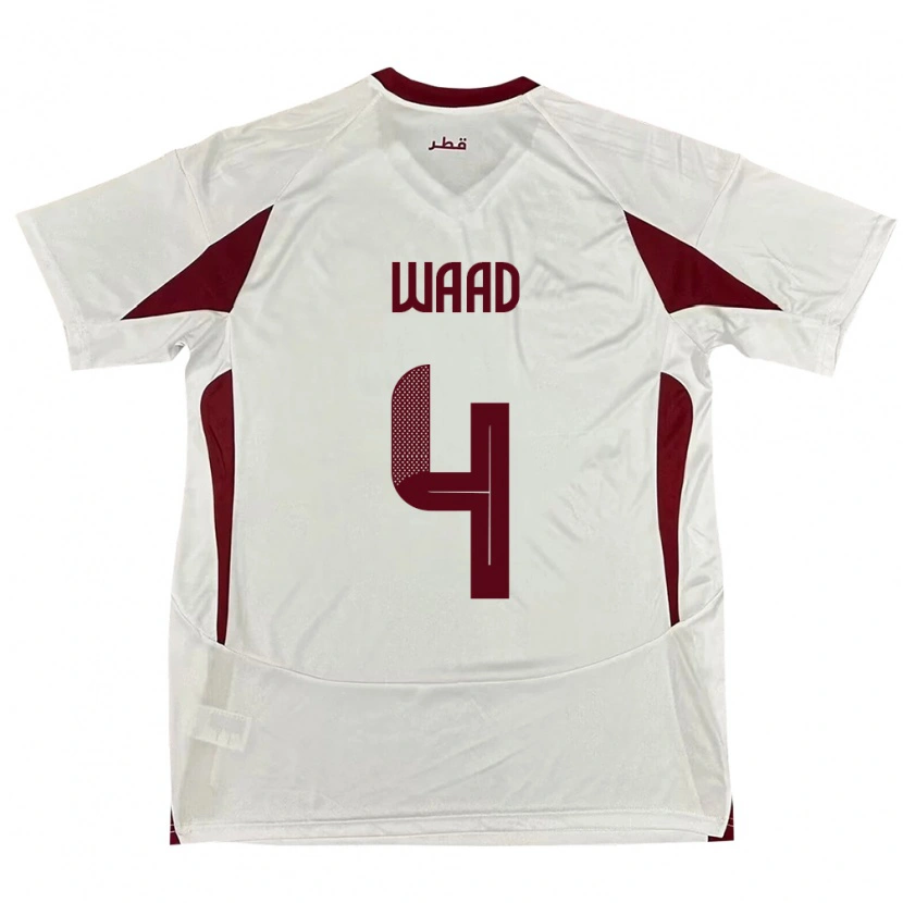 Danxen Men Qatar Mohammed Waad #4 White Away Jersey 24-26 T-Shirt