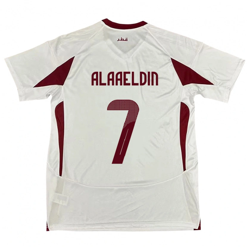 Danxen Men Qatar Ahmed Alaaeldin #7 White Away Jersey 24-26 T-Shirt