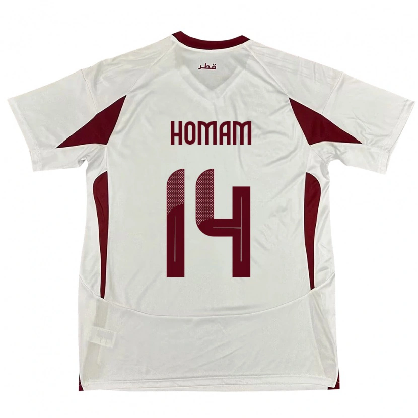 Danxen Men Qatar Homam Ahmed #14 White Away Jersey 24-26 T-Shirt