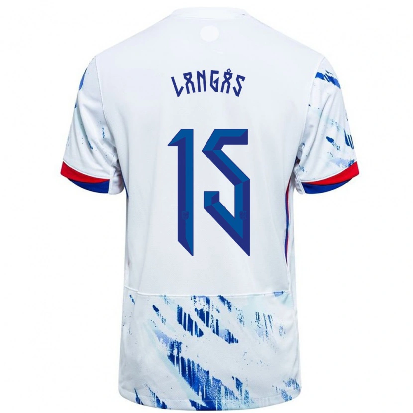 Danxen Men Norway Sondre Langås #15 White Blue Away Jersey 24-26 T-Shirt
