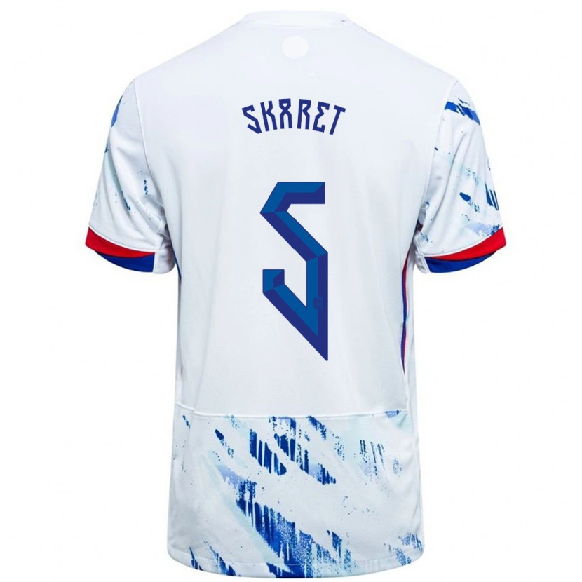 Danxen Men Norway Brage Skaret #5 White Blue Away Jersey 24-26 T-Shirt