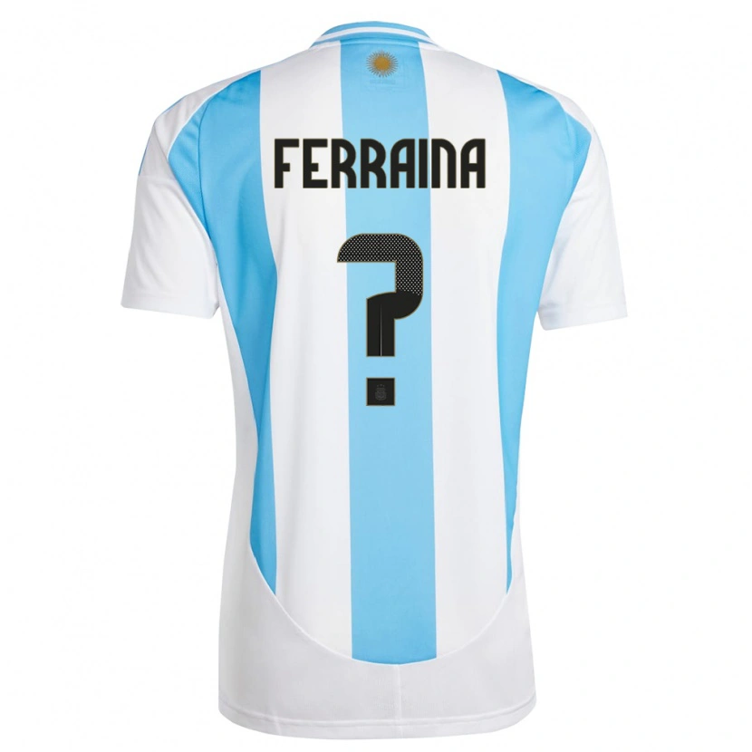 Danxen Women Argentina Giovanni Ferraina #0 White Blue Home Jersey 24-26 T-Shirt