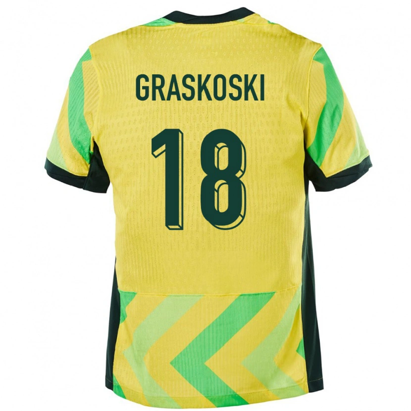 Danxen Women Australia Daniel Graskoski #18 Golden Home Jersey 24-26 T-Shirt