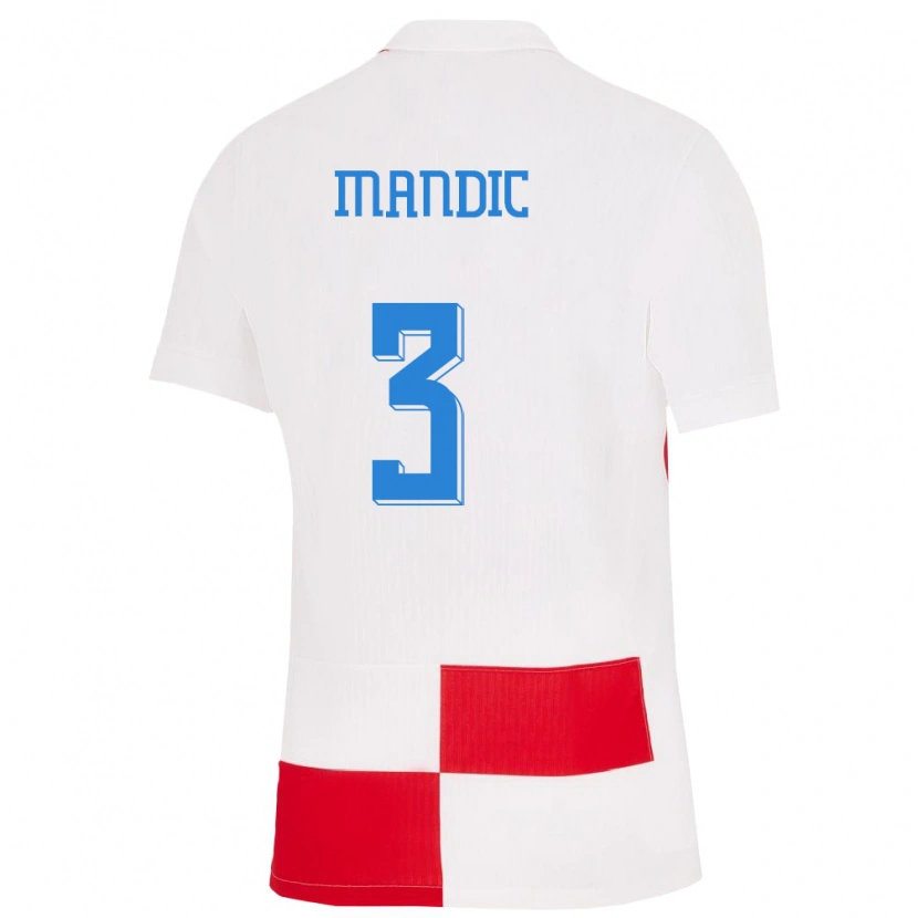 Danxen Women Croatia Kristian Mandic #3 White Red Home Jersey 24-26 T-Shirt