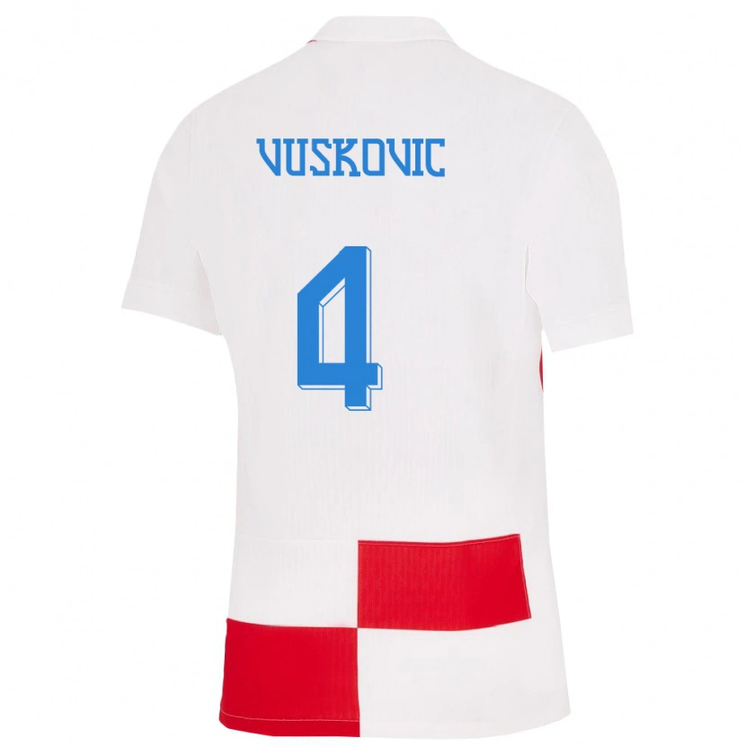Danxen Women Croatia Luka Vuskovic #4 White Red Home Jersey 24-26 T-Shirt