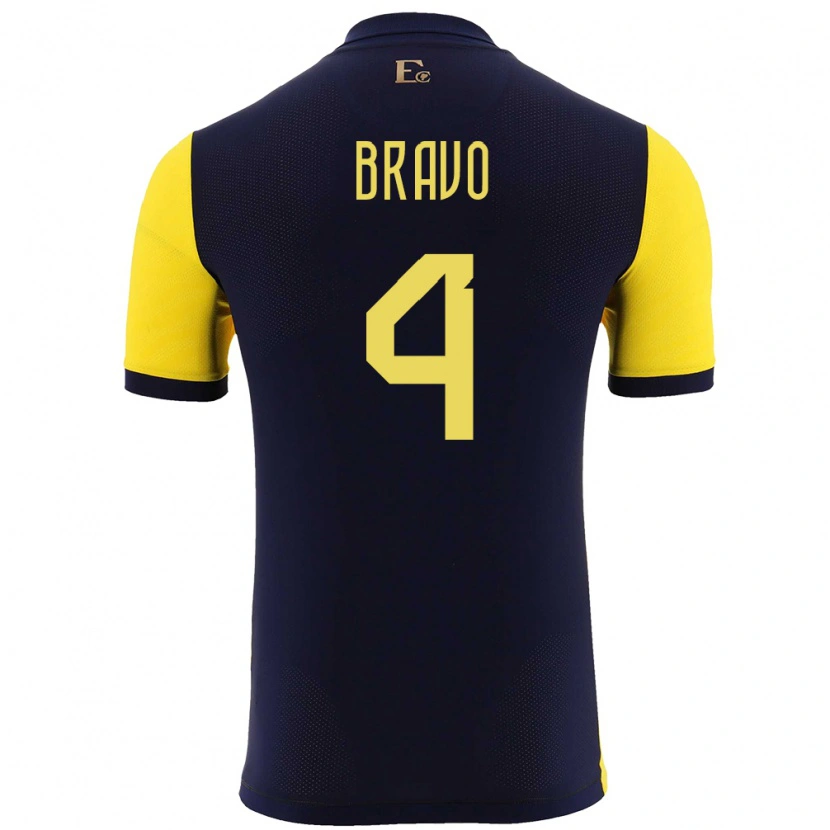 Danxen Women Ecuador Jhon Bravo #4 Yellow Home Jersey 24-26 T-Shirt