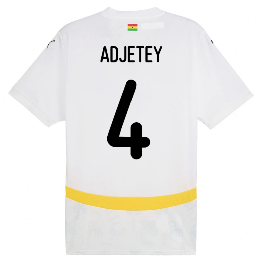 Danxen Women Ghana Jonas Adjetey #4 White Home Jersey 24-26 T-Shirt