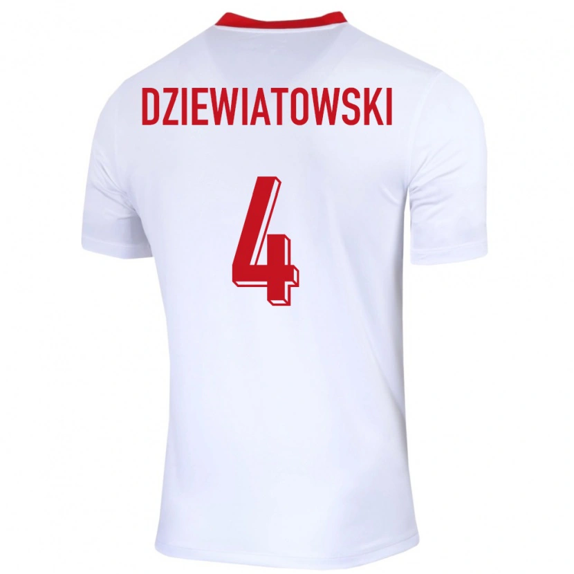 Danxen Women Poland Mateusz Dziewiatowski #4 White Home Jersey 24-26 T-Shirt